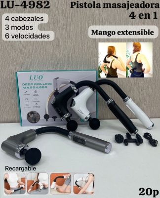 Masajeador Luo 4 en 1 con mango extensible