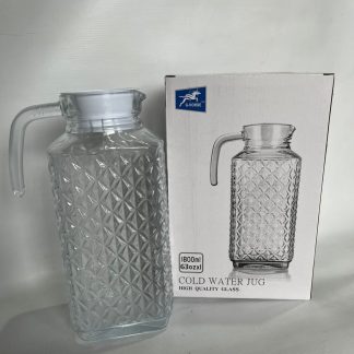 Jarra de vidrio con tapa y labrada de 1.8L