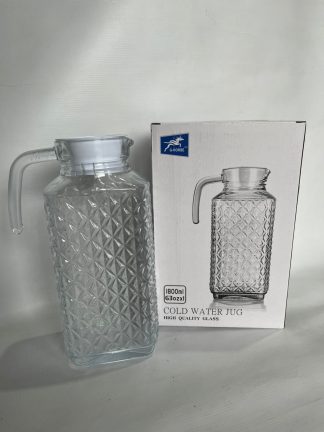 Jarra de vidrio con tapa y labrada de 1.8L