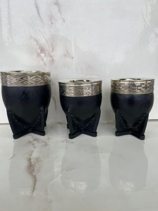 Imperial virola de 100% alpaca, calabaza forrado en cuero