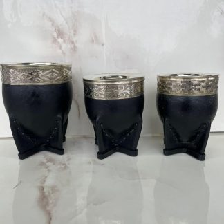 Imperial virola de acero, calabaza forrado en cuero y calidad