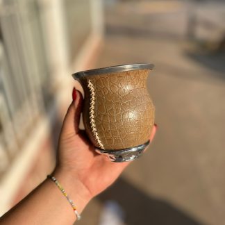 Mates cuero de croco clasico, calabaza por dentro