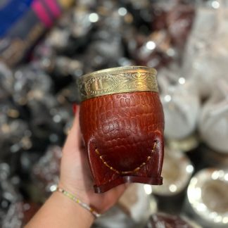 Mates imperial cuero de croco, virola de 100% alpaca y calabaza por dentro calidad premium