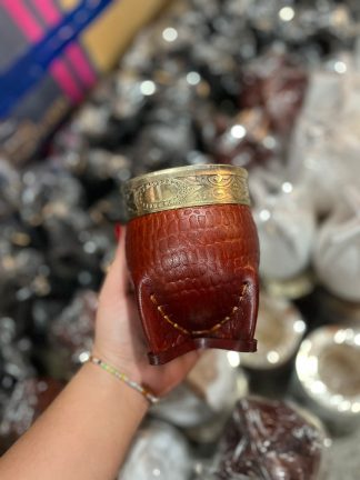 Mates imperial cuero de croco, virola de 100% alpaca y calabaza por dentro calidad premium