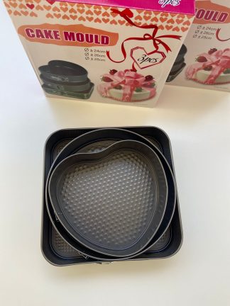 Molde para tortas con 3 formas diferentes antiadherente y desmoldable