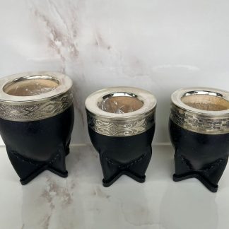 Mates imperial virola de 100% alpaca calabaza por dentro y forrado en cuero