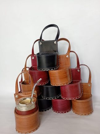 Porta mates de 100% cuero