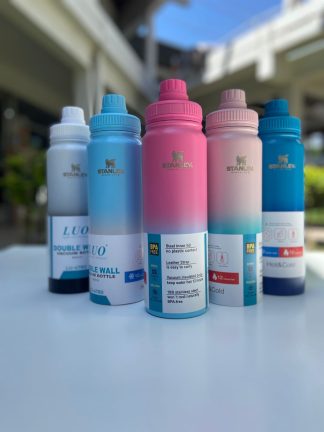 Botella térmicas de 800ml bicolor con pico a rosca y agarre fijo