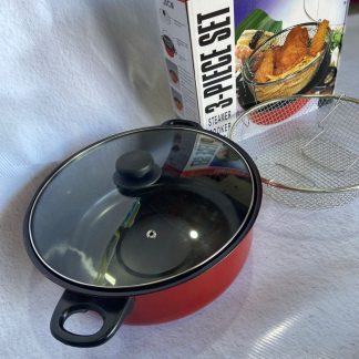 Ollitas para freír con colador y en caja