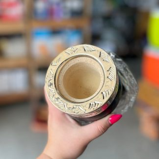 MATES IMPERIALES Virola de Alpaca Lisa Calabaza por dentro Forrado en cuero Base 100 % alpaca