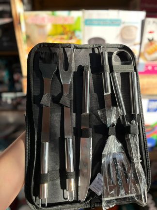 SET PARA ASADO TODO EN ACERO INOXIDABLE POR 5 PCS