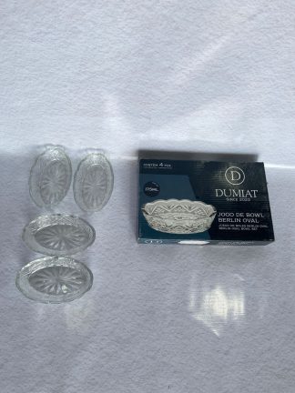 Hermoso juego de compotera de vidrio toda labrada x 4 PCS