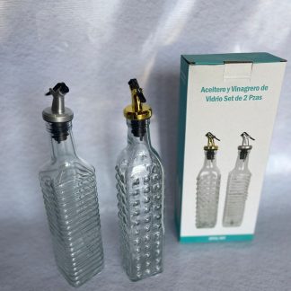 Juego de aceitero y vinagrero de vidrio