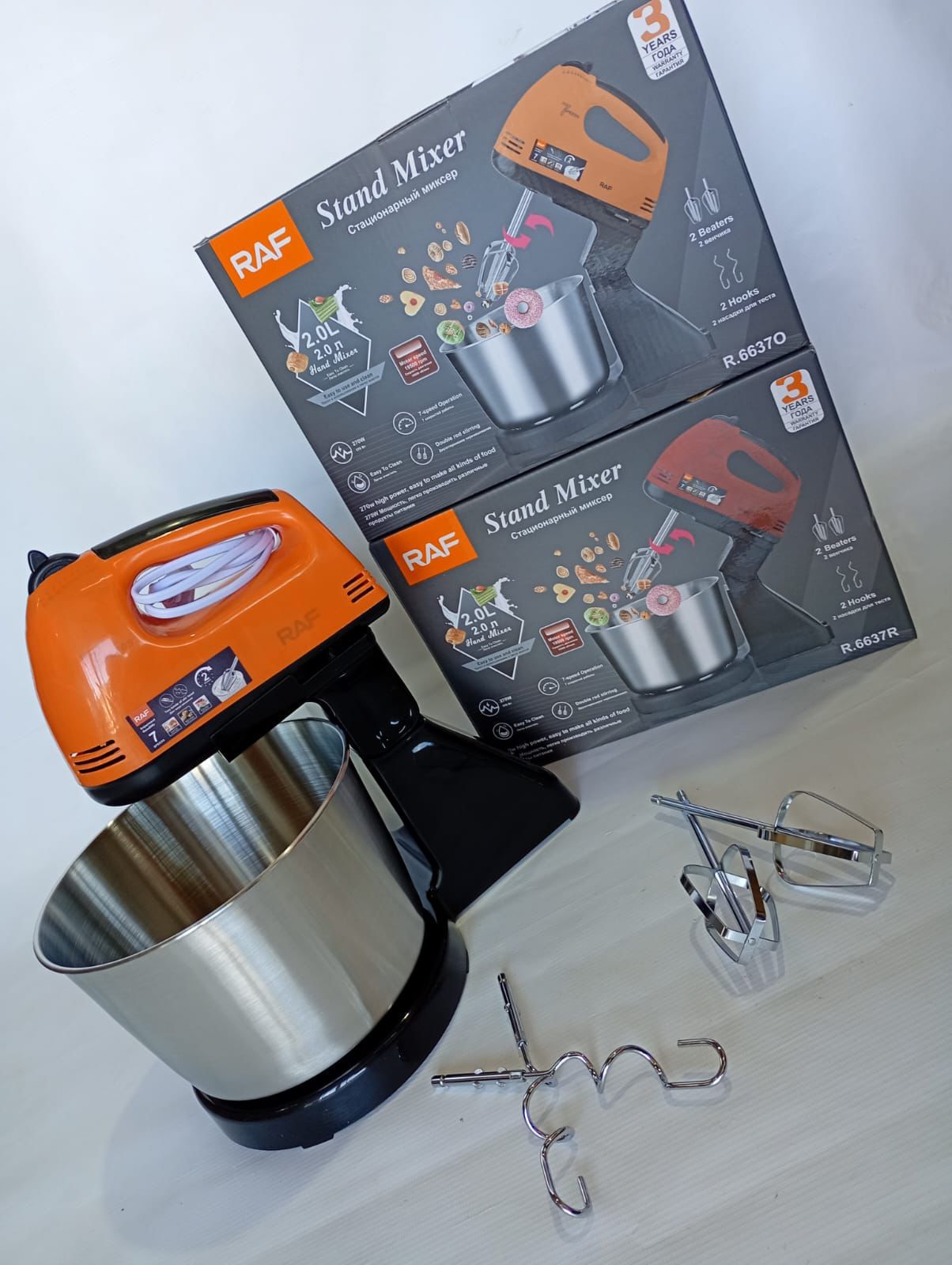 Batidora grande marca RAF 800W Acero inoxidable 5 velocidades