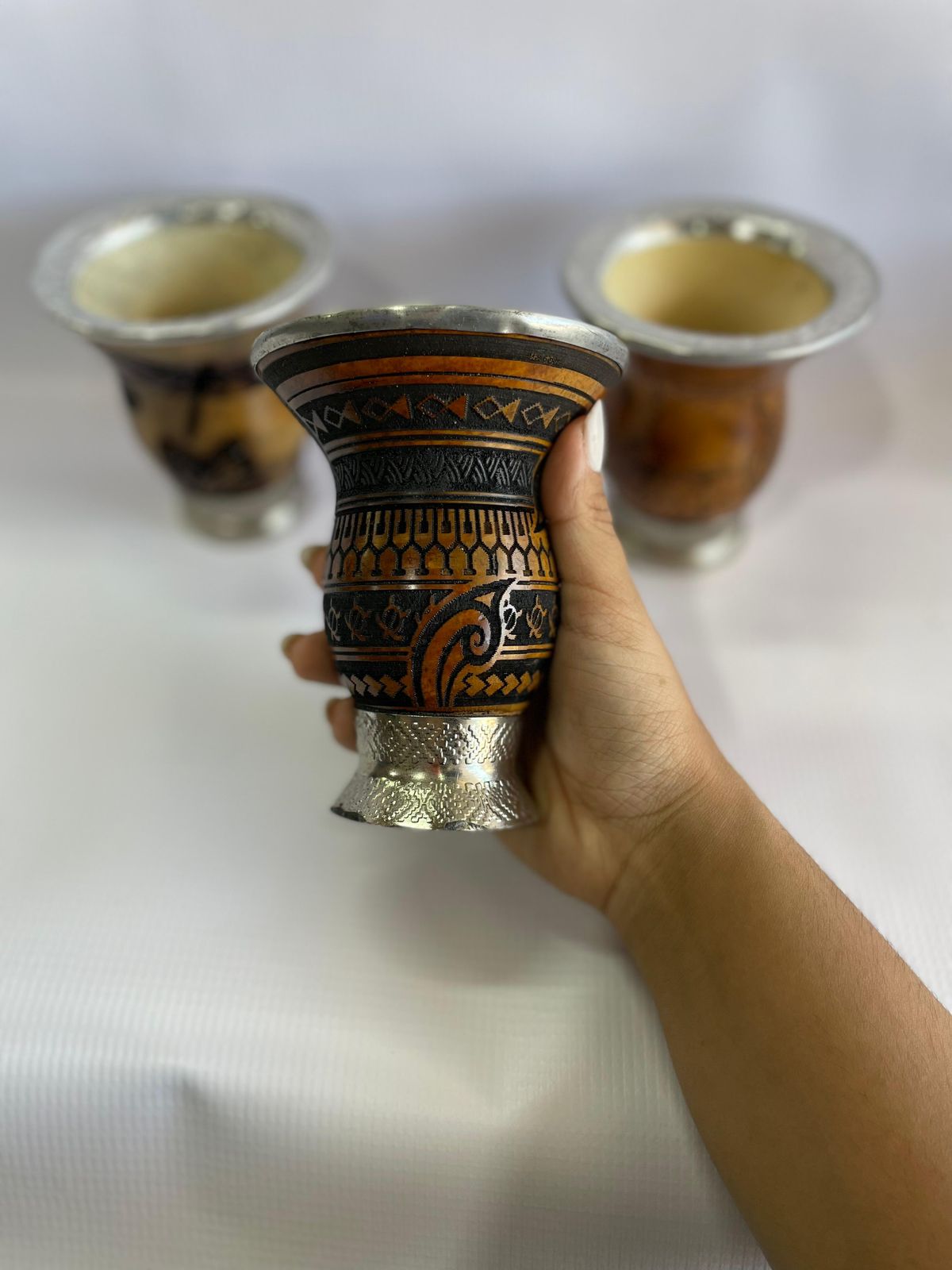 Mate calabaza premium, con base y tallado