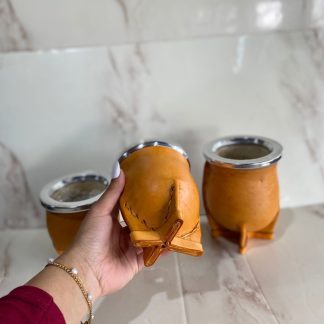 Mates vaqueta calidad premium, calabaza forrado en cuero con virola de aluminio (4 patitas reforzadas)