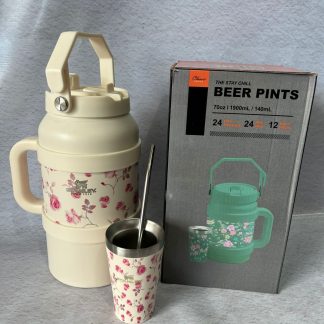 Galon de 1900ml con mate y bombilla, estampados, doble pico, doble manija