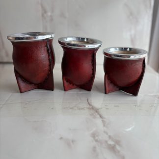 Mates vaqueta clásica, calabaza forrado en cuero con virola de aluminio