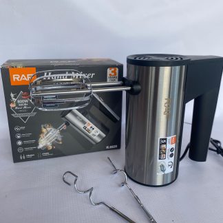 Batidora eléctrica marca RAF 800W 5 velocidades 4 accesorios acero inoxidable