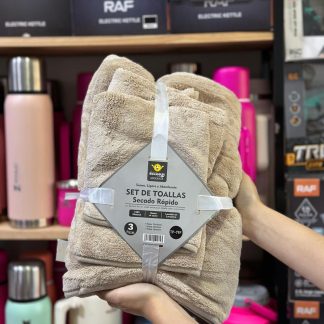 Juego de toallas 3 piezas secado rapido goldsun