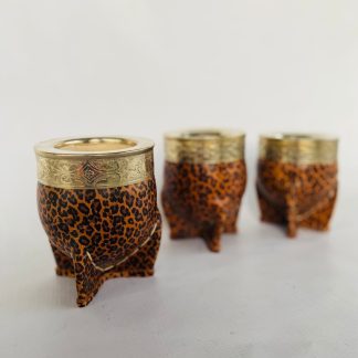 Mate imperial animal print virola de 100% alpaca y calabaza por dentro