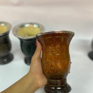 Mate Tradicional con Diseño de Caballo, Calabaza Natural y Virola de Aluminio