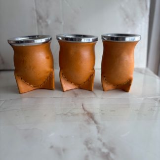 Mate Vaqueta 3 Patas Clasico Calabaza Forrado Cuero Virola Aluminio