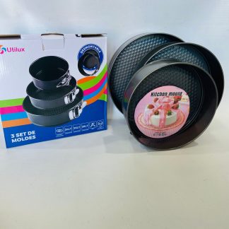 Molde de tortas marca UTILUX x3 PCs desmoldable antiadherente forma redonda