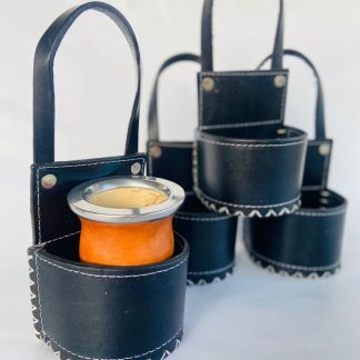 Porta mates de 100% cuero para la palanca de auto