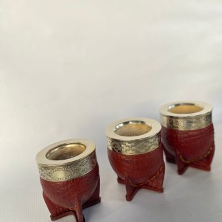 Mate Imperial Calabaza Virola Alpaca Forro Cuero Croco