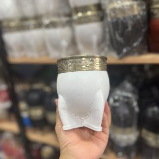 Calabaza Imperial por dentro y virola de 100% alpaca forrado en cuero blanco