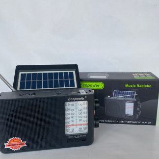 Radio LUO 325 con control de volumen y sintonía e incluye cargador solar