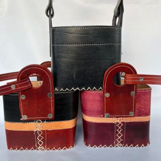 Canasta de cuero clásica engrasada por dentro