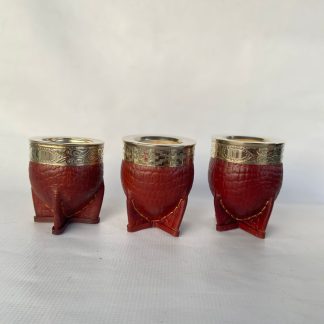 Mates imperial cuero de croco, calabaza por dentro y virola de 100% alpaca