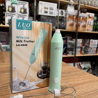 Batidor de café marca LUO con cargador inalambrico y cable USB