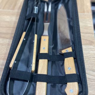 Set asadero x3pcs con mango de madera y calidad