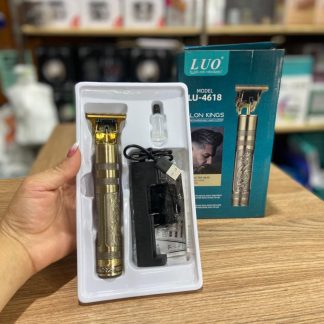 Máquina Patillera marca LUO Lu-4617 inalámbrica y recargable, incluye varios peines guía, aceites lubricantes y un cepillo de limpieza