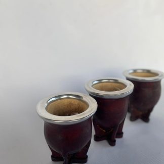 Mate vaqueta de 4 patitas reforzadas, calabaza por dentro forrado en cuero y virola de aluminio