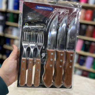 Churrasquero x12pcs Mango de madera natural