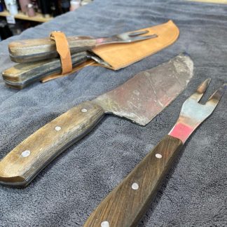 Juego doble grande Juego Asador Calidad hojas de disco arado y mango de madera gruesa con vaina de cuero