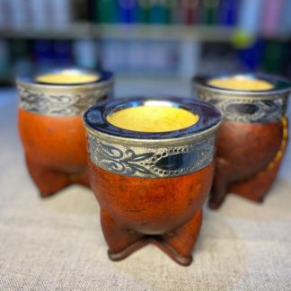 Mate imperial, virola de acero, calabaza y forrado en cuero