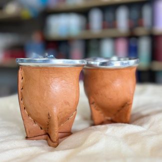 Mate vaqueta premium 4 patas calabaza por dentro y forrado