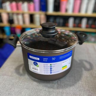 Olla Tramontina 22cm con tapa de vidrio y antiadherente Starflon Max