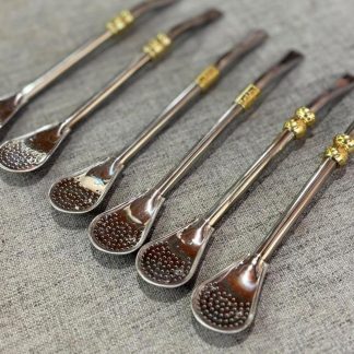 Bombilla de acero con dije de bronce