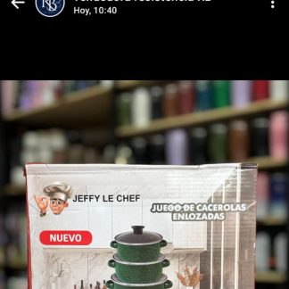 Set de ollas JEFFY LE CHEF por 5 pcs enlozadas con tapa de vidrio