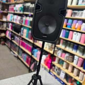 Parlante CAFINI con trípode y micrófono incluido, Bluetooth y batería recargable