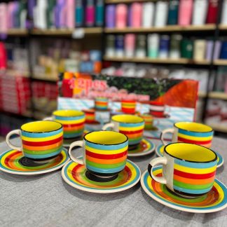 Juego de Tazas de Porcelana con 6 Platos