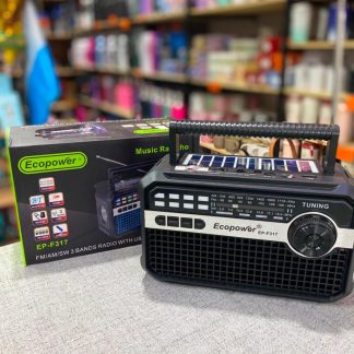 Radio ECOPOWER EP-371 con Panel Solar, Linterna USB y Batería Recargable
