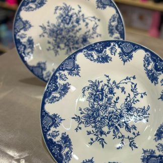 Platos de porcelana con diseño vintage - 26 cm - Set de 12 unidades