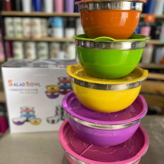 Set de Bowls de Acero 5 Piezas con Tapa